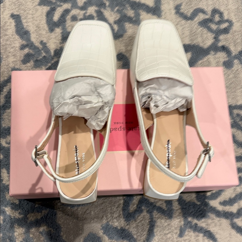 Kate Spade white Croc-Embossed Loafers - Picture 5 of 6